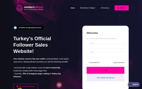 moderntakipci.com homepage