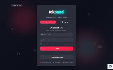 my.tokpanel.net homepage