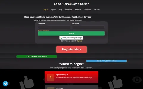 organicfollowers.net homepage