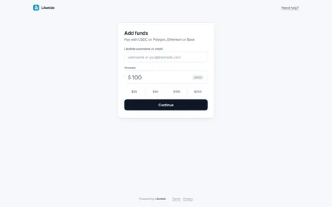 pay.liketide.com homepage