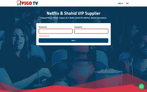 reseller.pigotv.com homepage