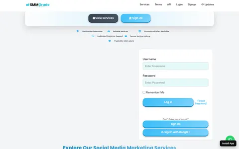smmgrade.com homepage