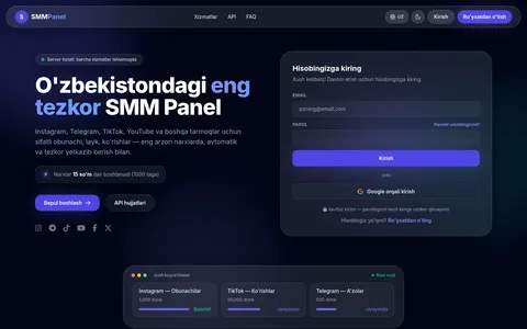 smmpanel.uz homepage