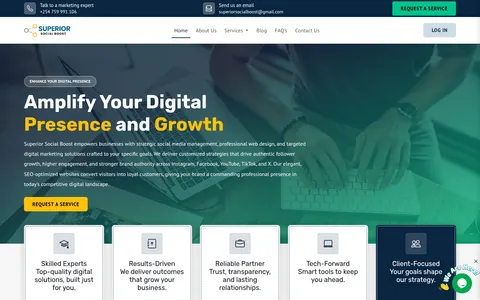 superiorsocialboost.com homepage