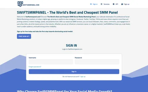 swiftsmmpanel.com homepage