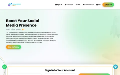 viralboostsmm.com homepage