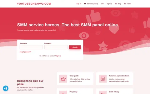 youtubecheapv2.com homepage