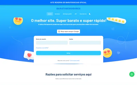 baratoseguidores.com homepage