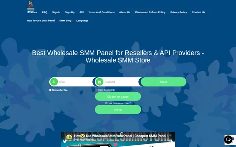 wholesalesmmstore.com homepage