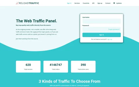 reloadtraffic.com homepage