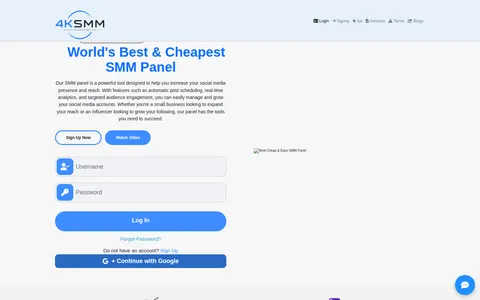 4ksmm.com homepage