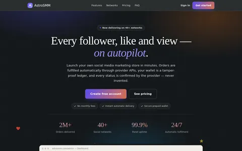 astrosmm.com homepage