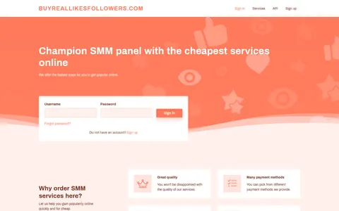 buyreallikesfollowers.com homepage