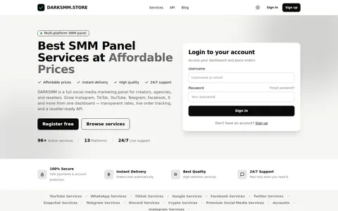 darksmm.store homepage