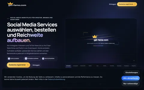 get-fame.com homepage