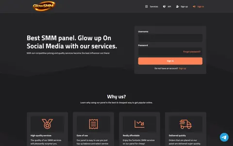 glowsmm.com homepage