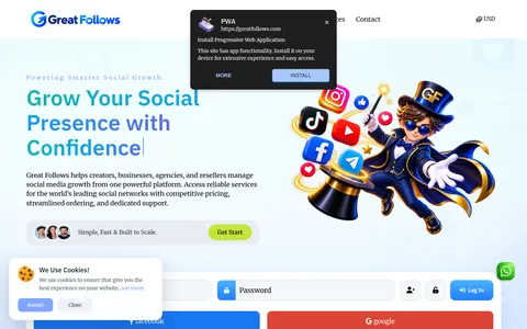 greatfollows.com homepage