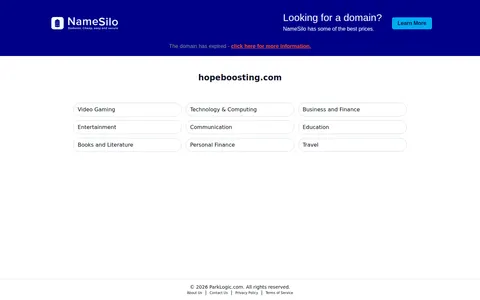 hopeboosting.com homepage