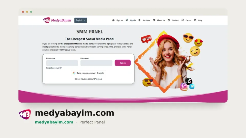 medyabayim.com homepage — #28 most popular SMM panel of 2026 by real orders