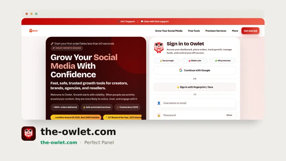 the-owlet.com homepage — #21 most popular SMM panel of 2026 by real orders